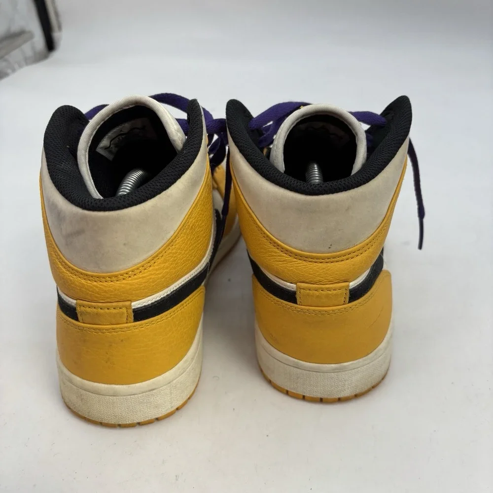 Jordan 1 SE Lakers Yellow Shoes Mens 9.5 Lace Up Mid Top Sneakers Skater y2k